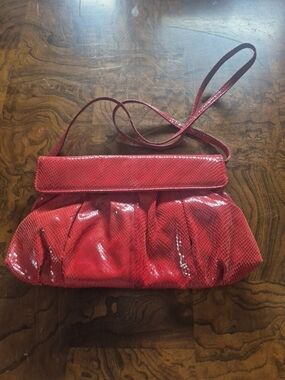 Vaneli Red Pleated Shoulder Bag